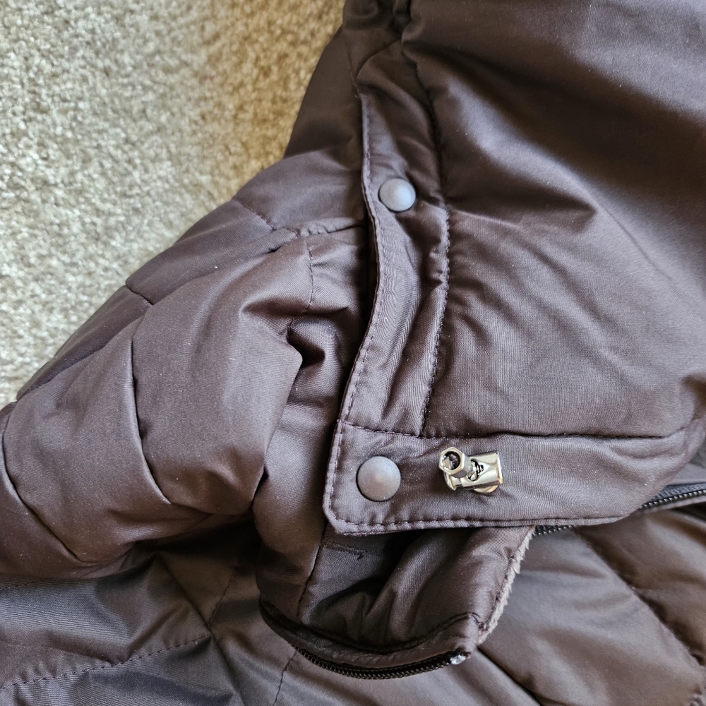 Lands' End | Size SP | Dark Brown Quilted Hooded Long Puffer Coat - Picture 5 of 13